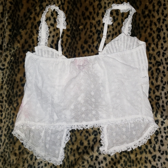 WHITE LACE SUGAR THRILLS DOLLS KILL FLY AWAY Ruffle TANK RAVE BARBIECORE  XXL - Picture 5 of 5